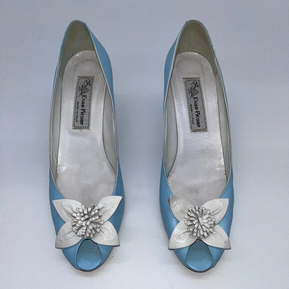 Vintage Evan Picone Peeptoe Pumps with Flower - Picture 1 of 4